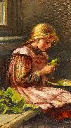 Girl cleaining lettuce Giacinto Diano